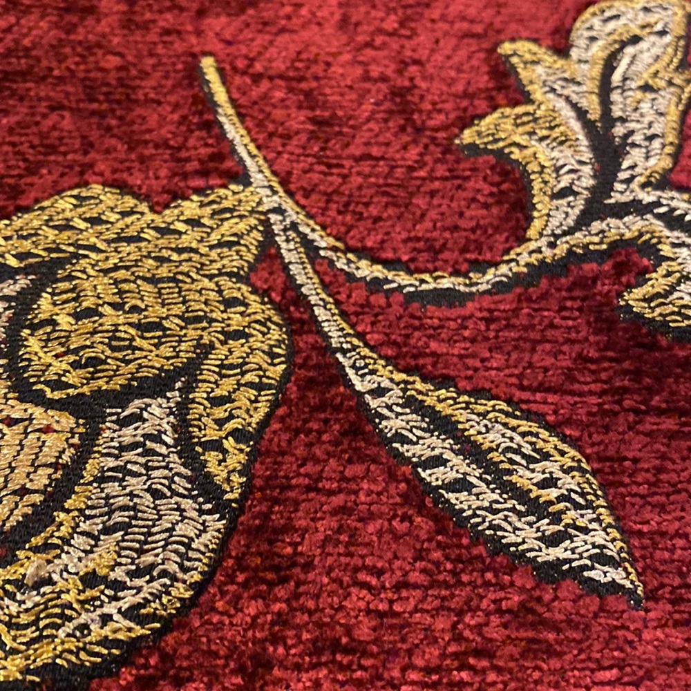 Table runner cranberry and gold colors 70” ( not including edge detail) - Picture 14 of 16